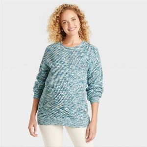 Isabel Maternity Blue Space Dye Knit Pregnancy Sweater  Size L NWT